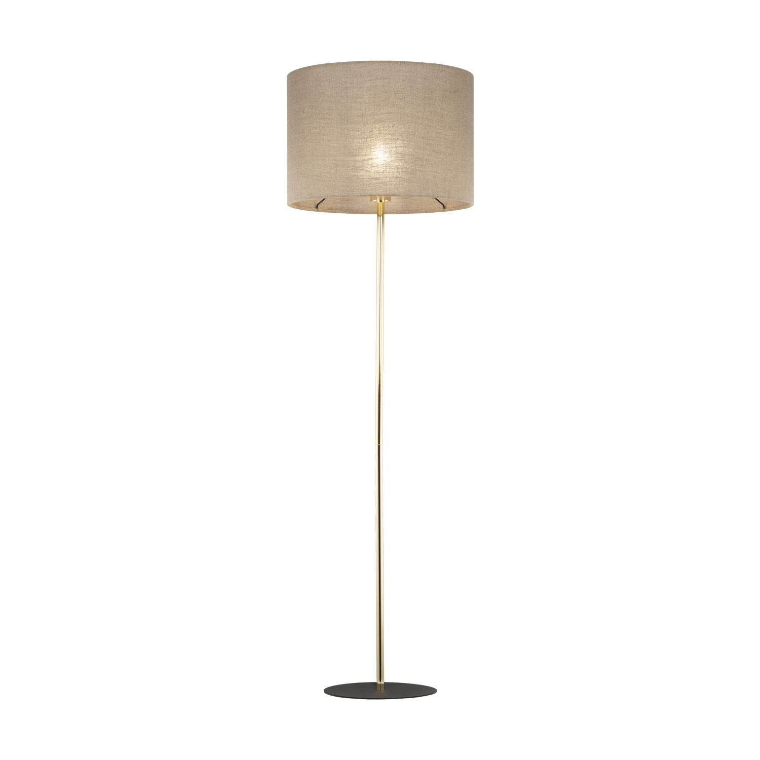 Stehlampe klein 160 cm Metall Stoff E27 in Gold Braun