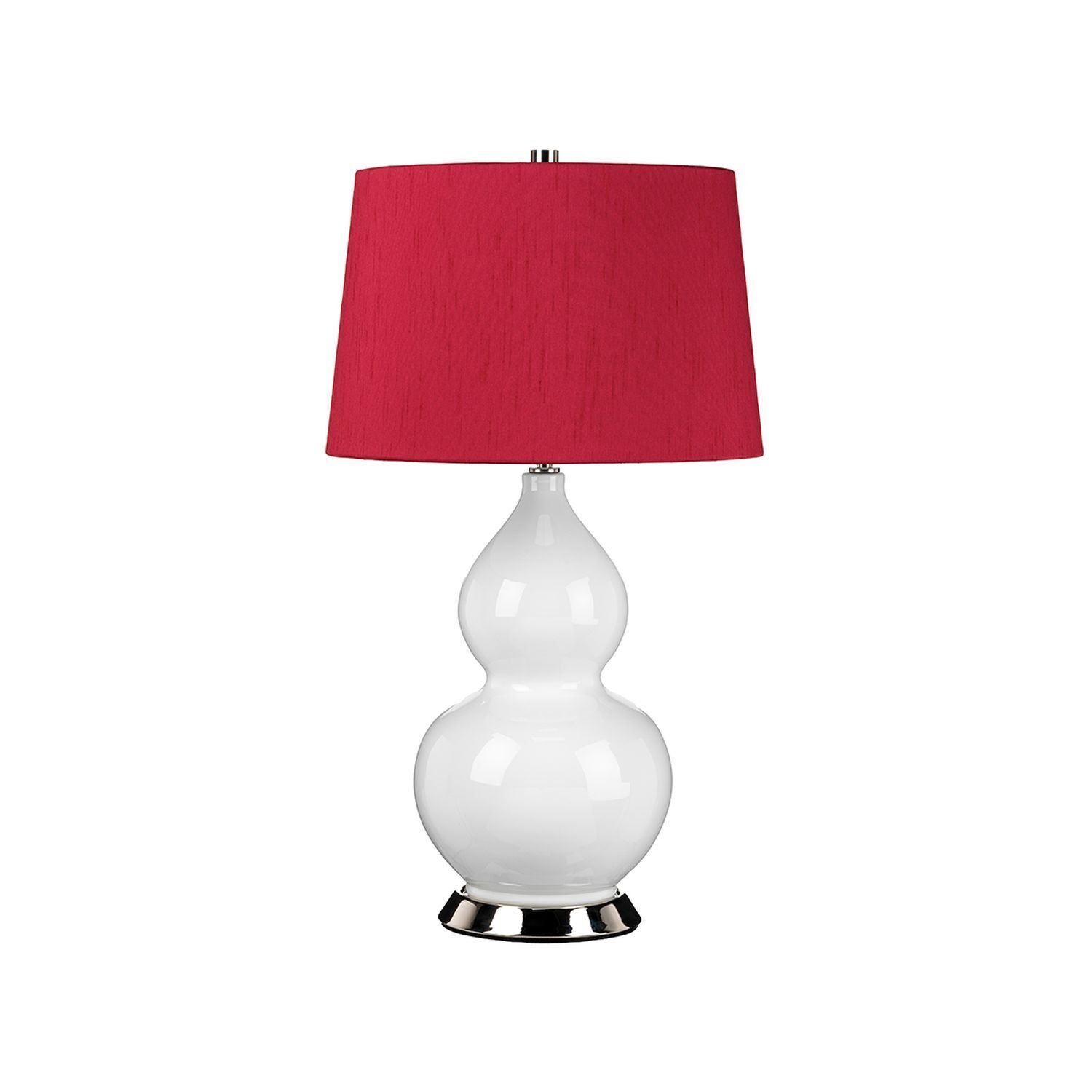 Nachttischlampe Stoff Keramik 64 cm hoch Rot Weiß