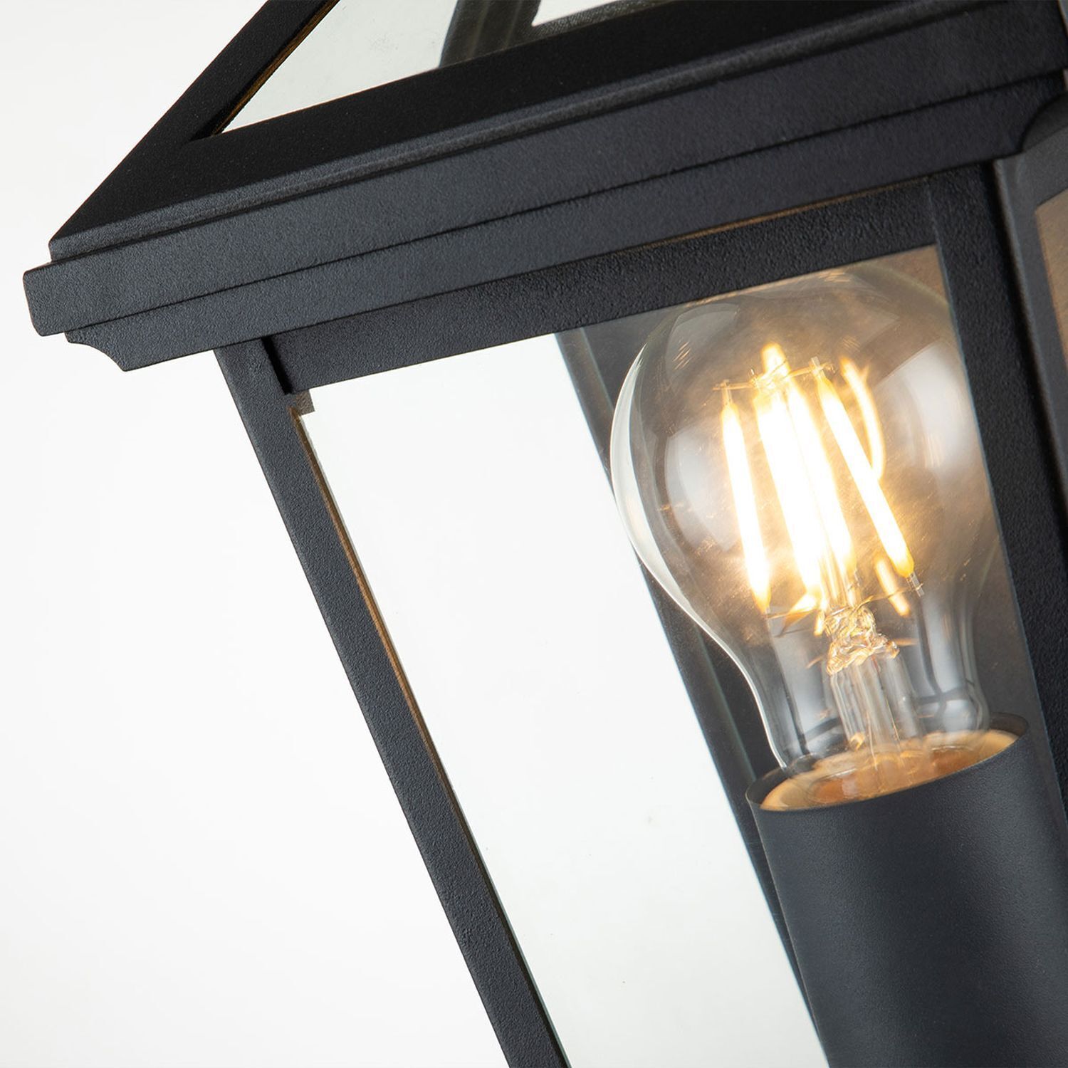 Wandlampe außen Aluminium Glas H: 30 cm IP44 Schwarz