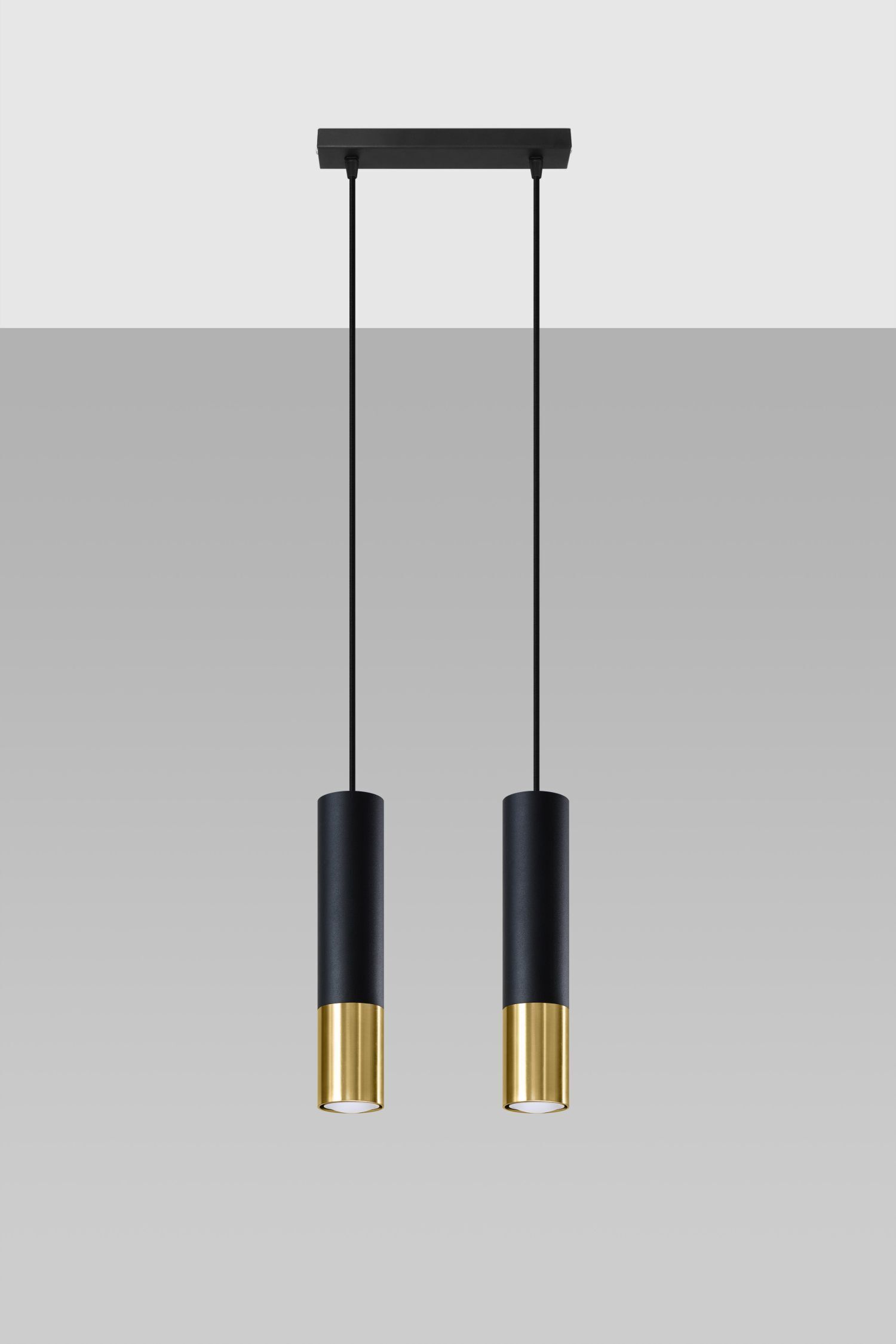 Pendelleuchte Schwarz Gold verstellbar 2-flammig GU10