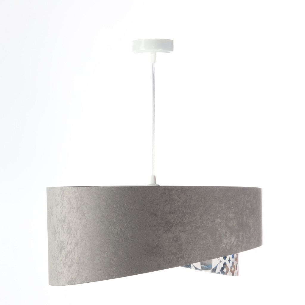 Pendelleuchte E27 rund Ø 50 cm Stoff Velours Optik Grau Beige