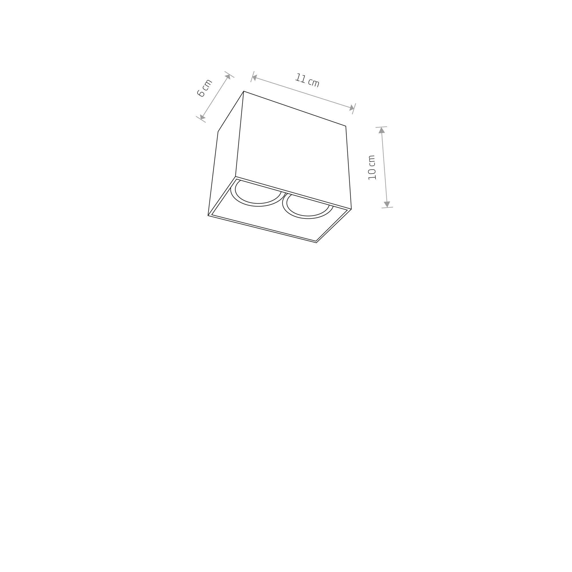 Aufbaustrahler Weiß Aluminium 2-flammig Wandleuchte, Deckenleuchte, LED-Lampe, Kubus, Gehäuse