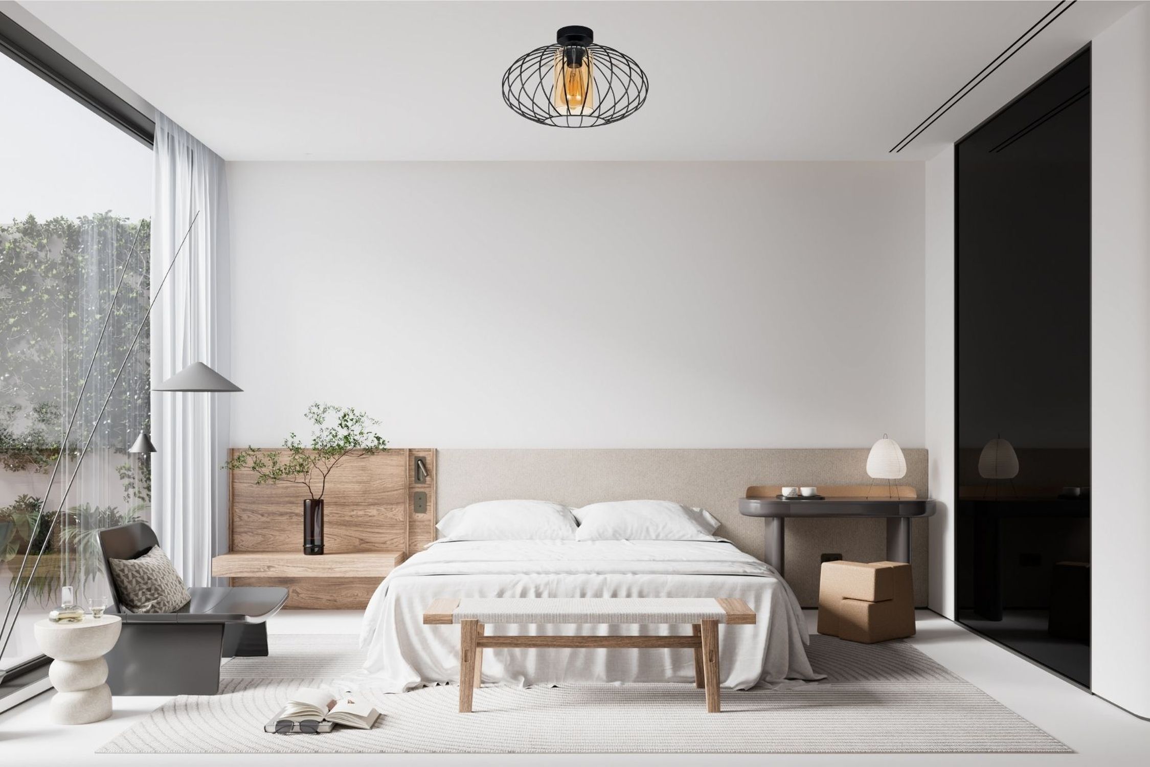 Deckenlampe E27 Ø34 cm Schwarz Honig blendarm Retro Innenarchitektur, Inneneinrichtung, Kissen, Mobiliar, Schlafzimmer