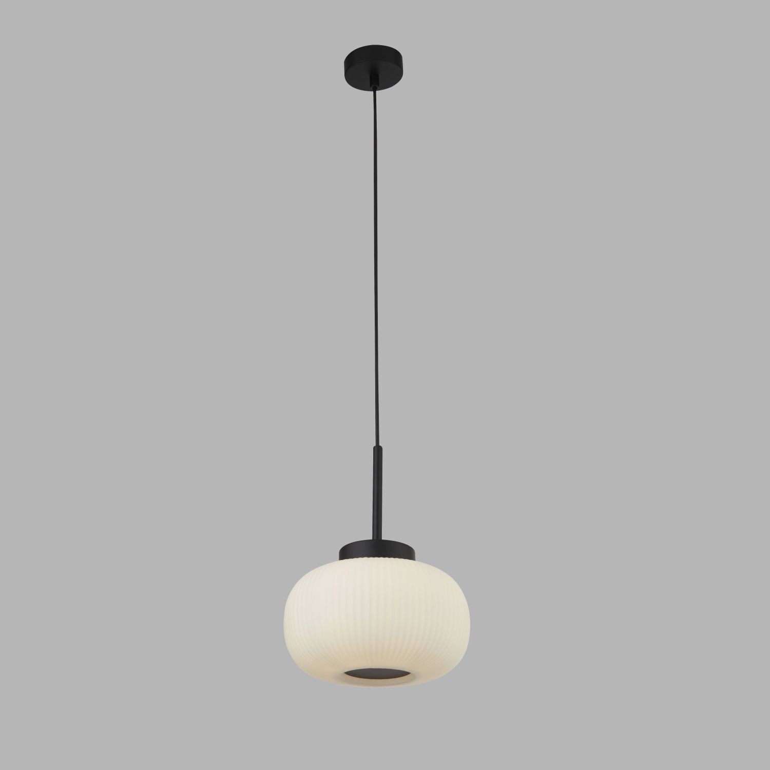 Hängeleuchte Glas Metall Ø 24 cm schmal E27 Schwarz Weiß