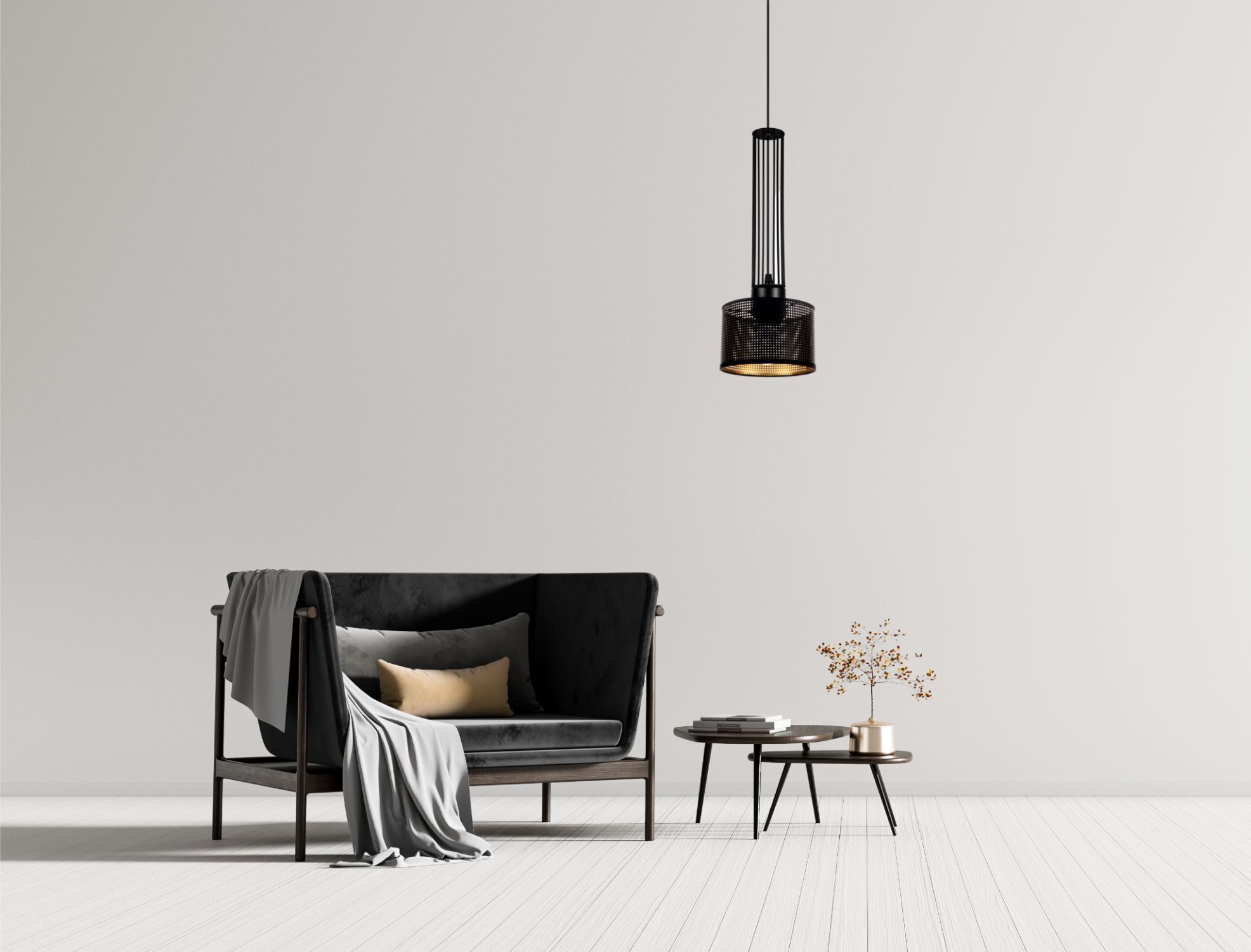 sofa, wohnzimmer, pendelleuchte, tisch, dekor