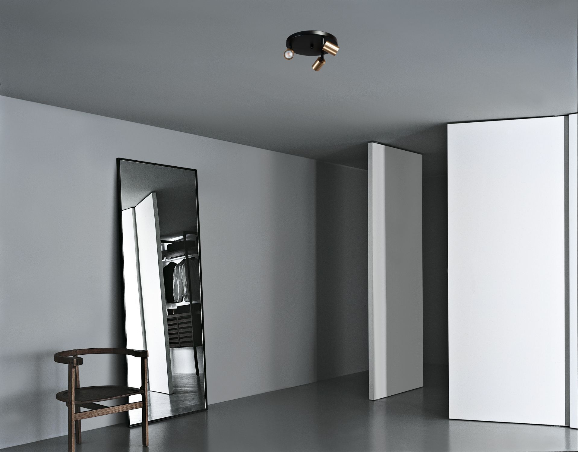 Deckenlampe rund Ø35cm 3-flammig Metall Schwarz Gold