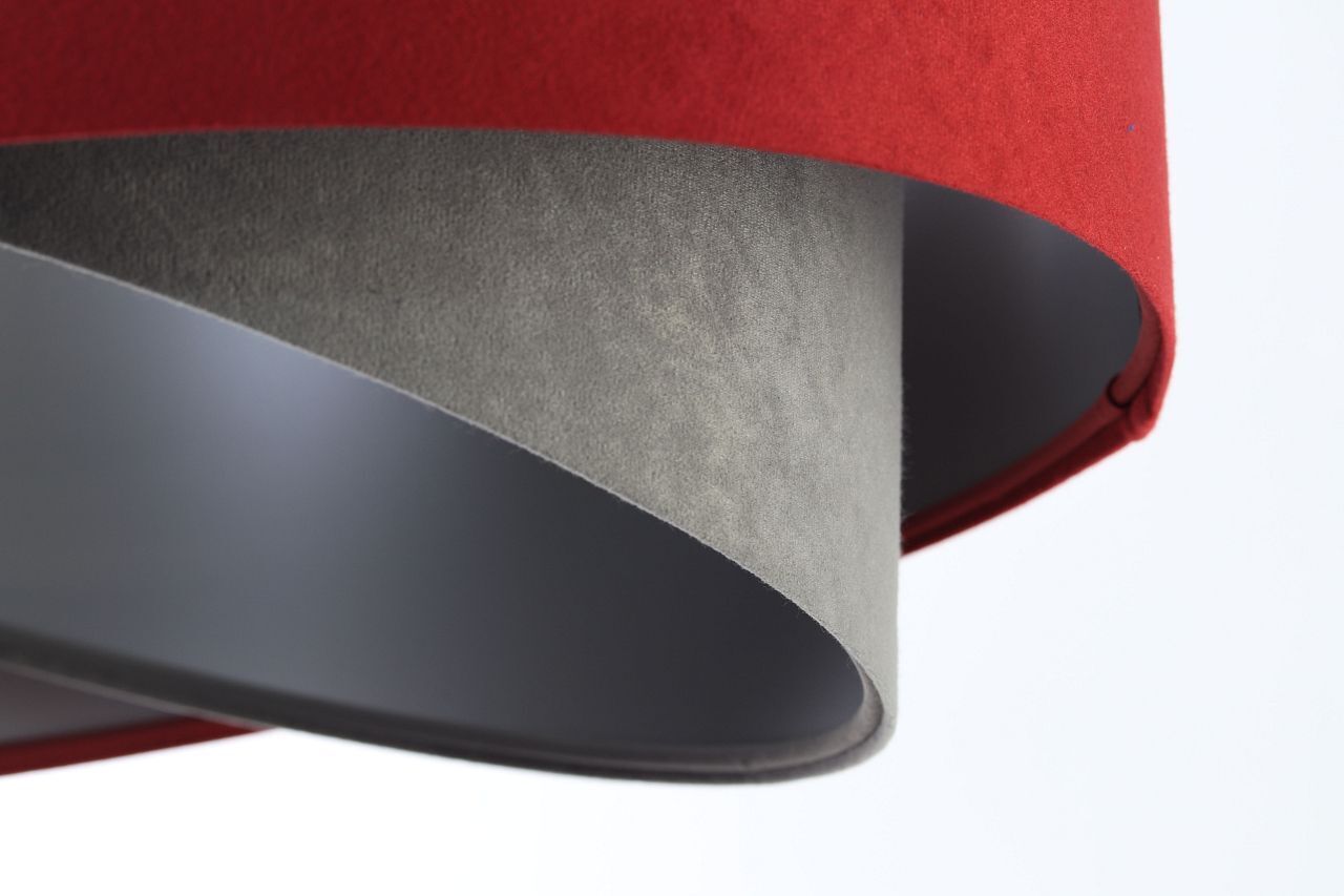Hängeleuchte Stoff Ø 50 cm Rot-Braun Grau Silber Velours Optik