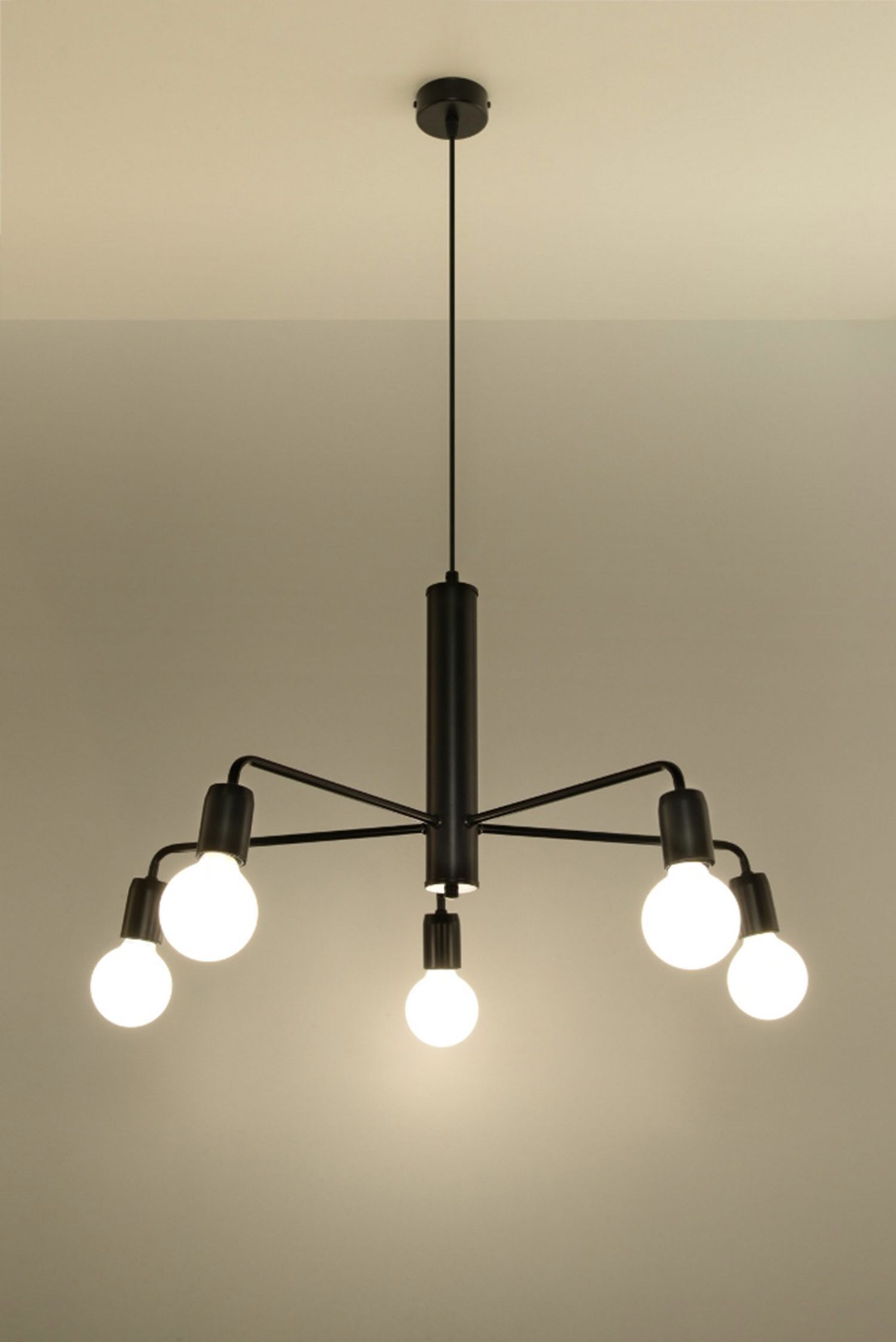 Hängelampe Schwarz Ø 60 cm Retro 5-flammig E27