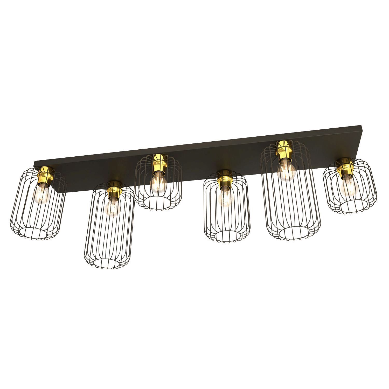 Große Deckenlampe Metall 115 cm Schwarz Gold E27 Retro