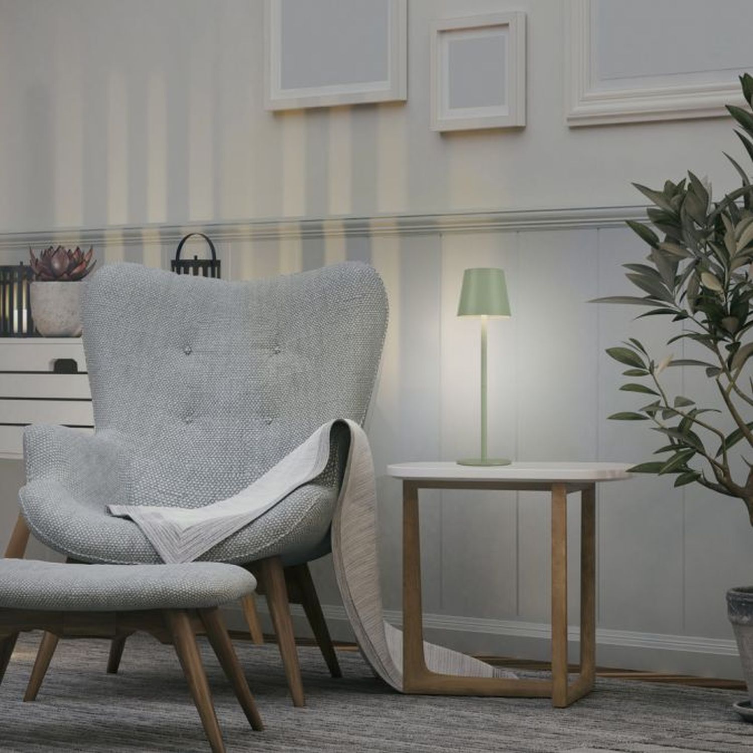 LED Akku Tischlampe Metall IP54 Touch Dimmen in Grün Lampe, Mobiliar, Stuhl