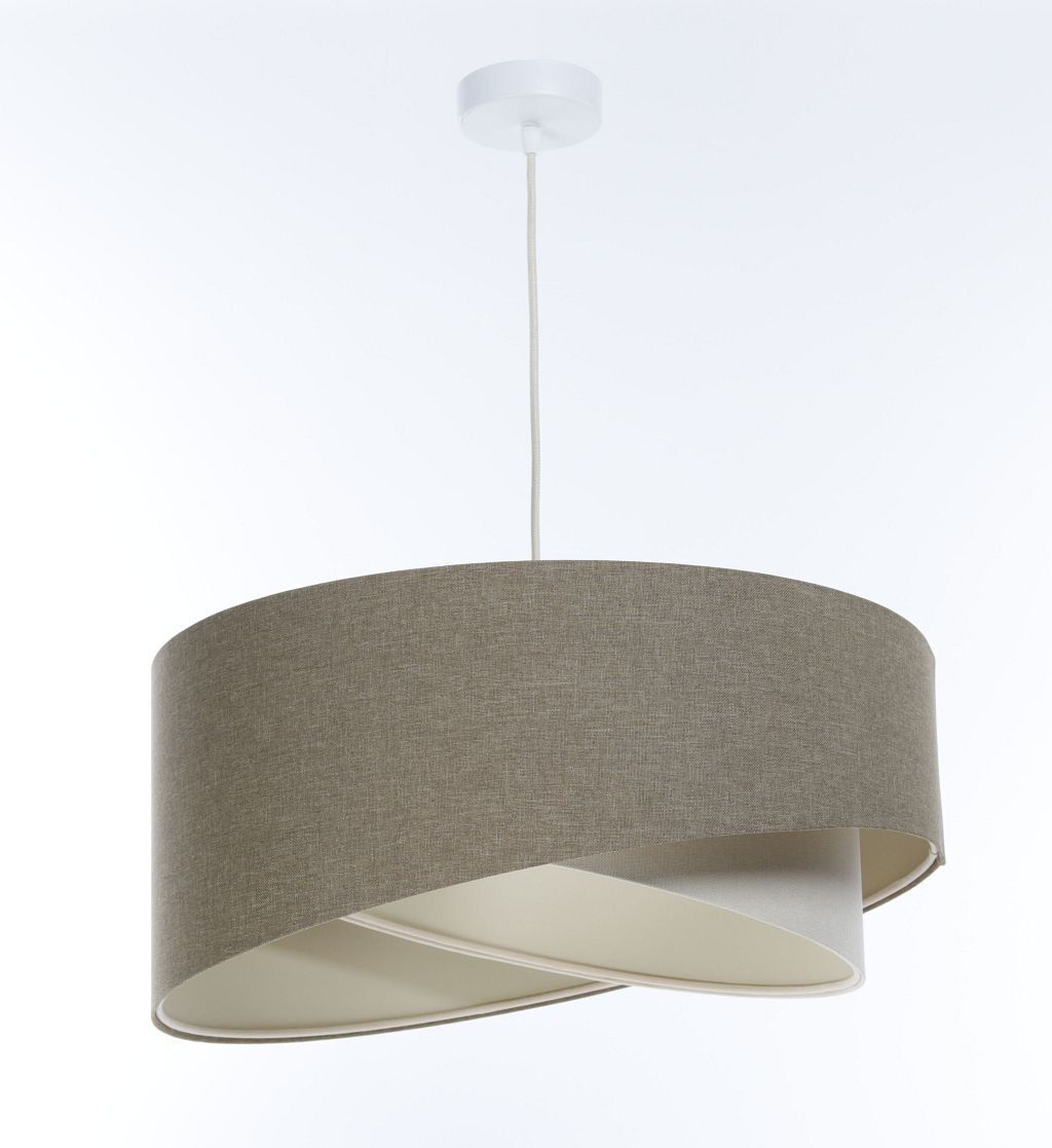 Hängelampe Stoff Ø 60 cm rund groß Braun Creme Modern Lampe