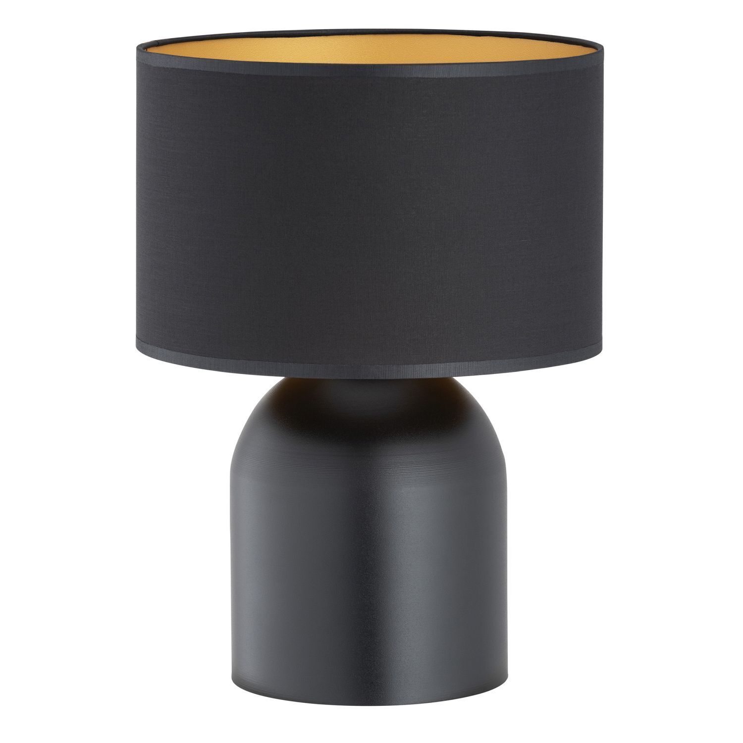 Tischlampe Metall Stoff 35 cm in Schwarz Gold E27