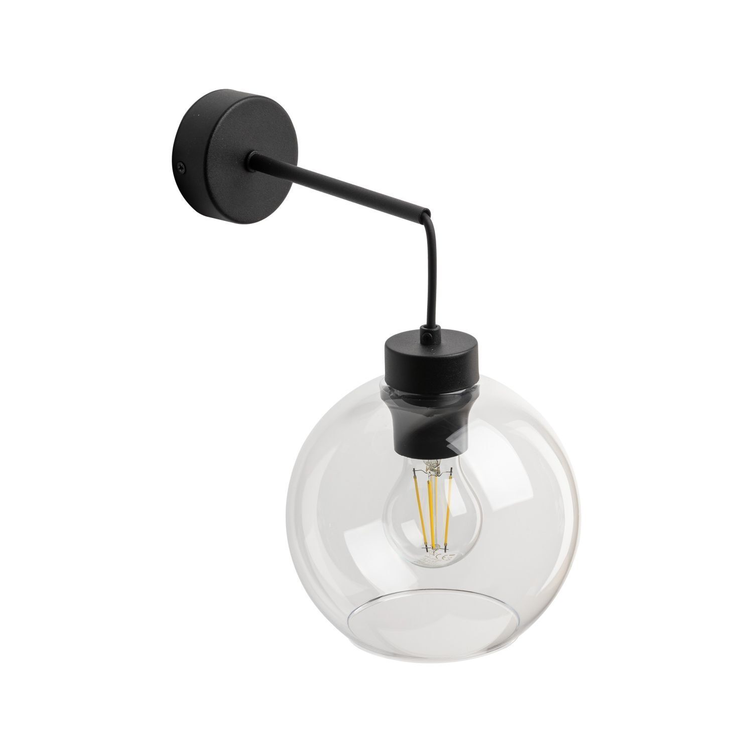Wandlampe Kugel Schirm Glas E27 H: 28 cm B: 18 cm KALETE