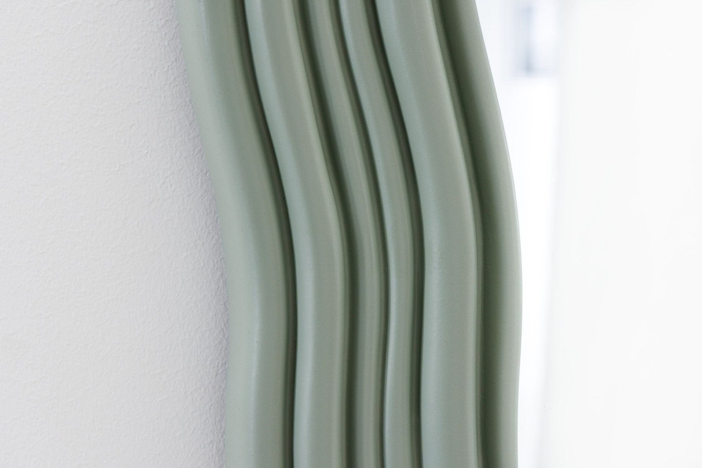 Wand Spiegel groß H: 100 cm asymmetrischer Rahmen Grün Gardine