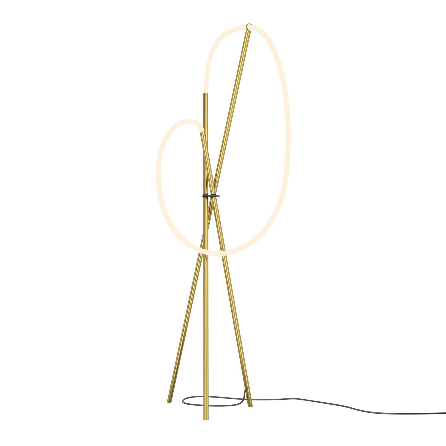 Stehlampe, Goldener Finish, Ambientelicht, Schlanke Dreibein, Kabel