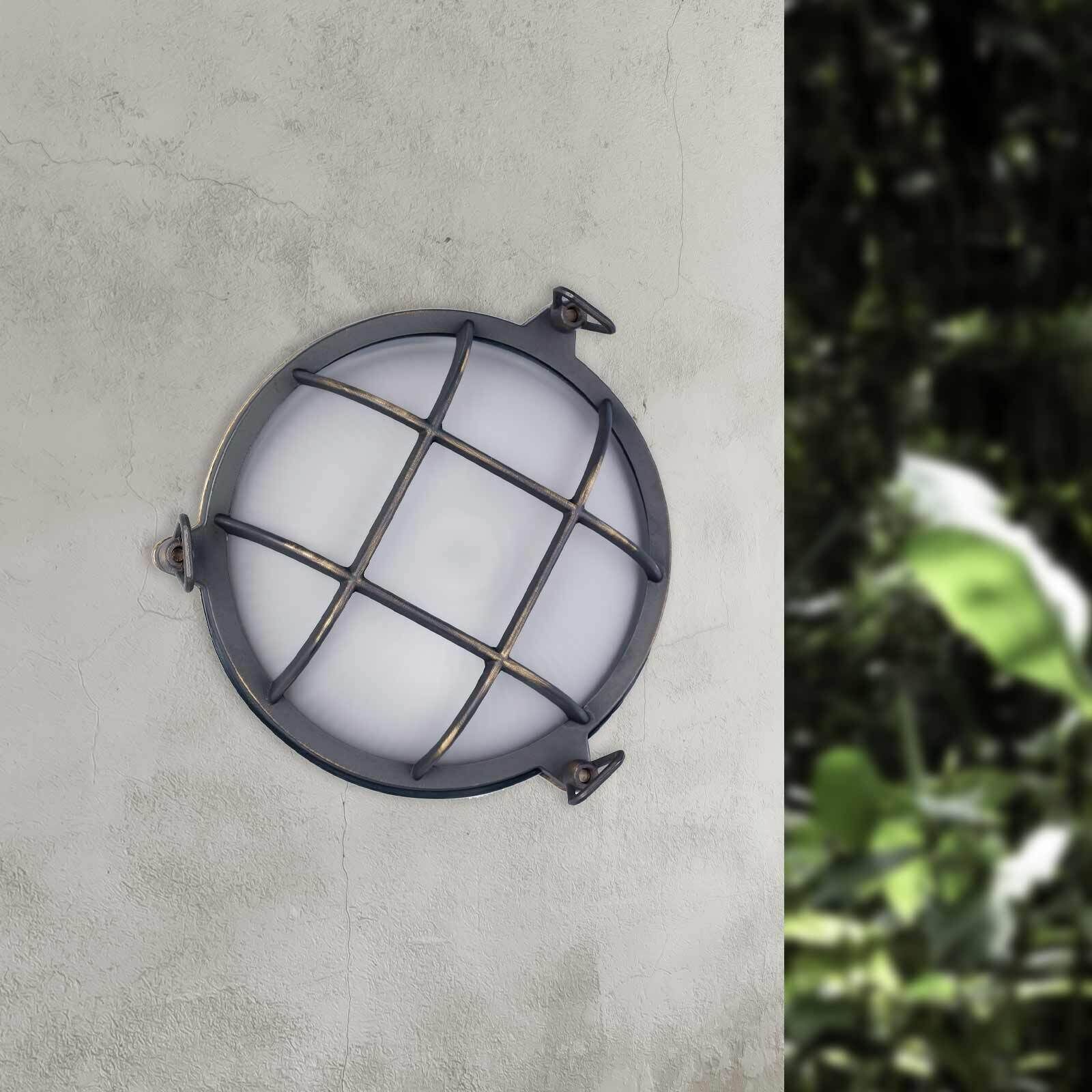 Außenwandleuchte IP44 Ø 25 cm Maritim Echt-Messing Glas Außenwandleuchte IP44 Ø 25 cm Maritim Echt-Messing Glas