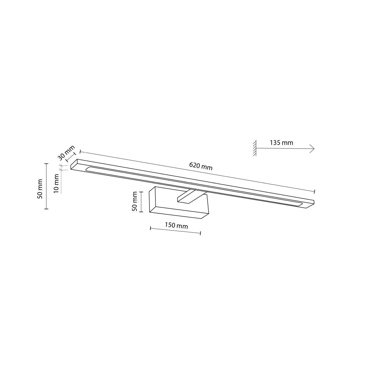 LED Wandlampe Metall 62 cm lang Schwarz 4000 K neutralweiß