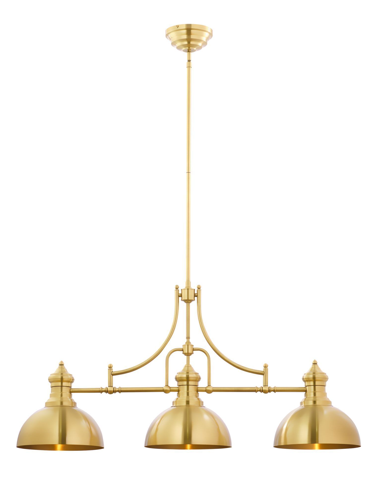 Lange Deckenleuchte Metall E27 in Kupfer 3-flmg 122,5 cm