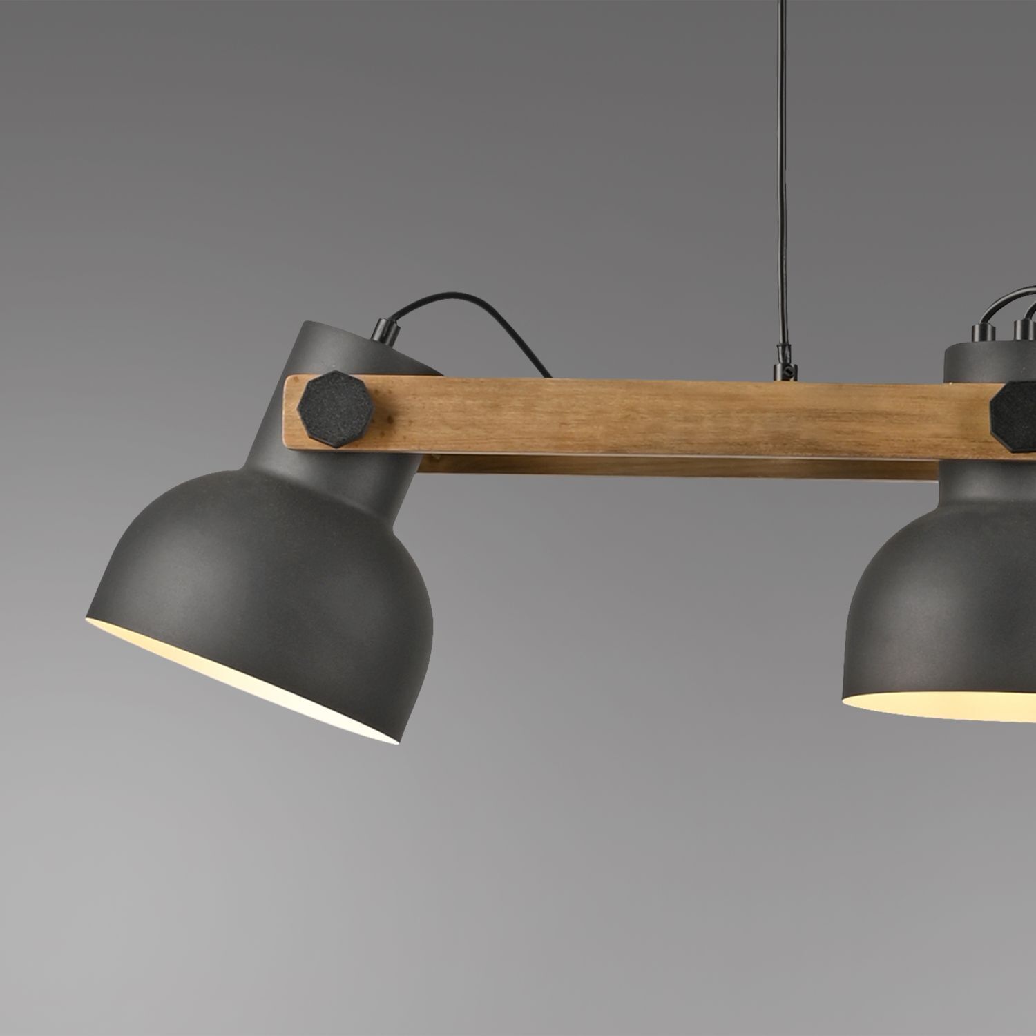 Pendelleuchte Holz Metall E27 96 cm 3-flammig flexibel