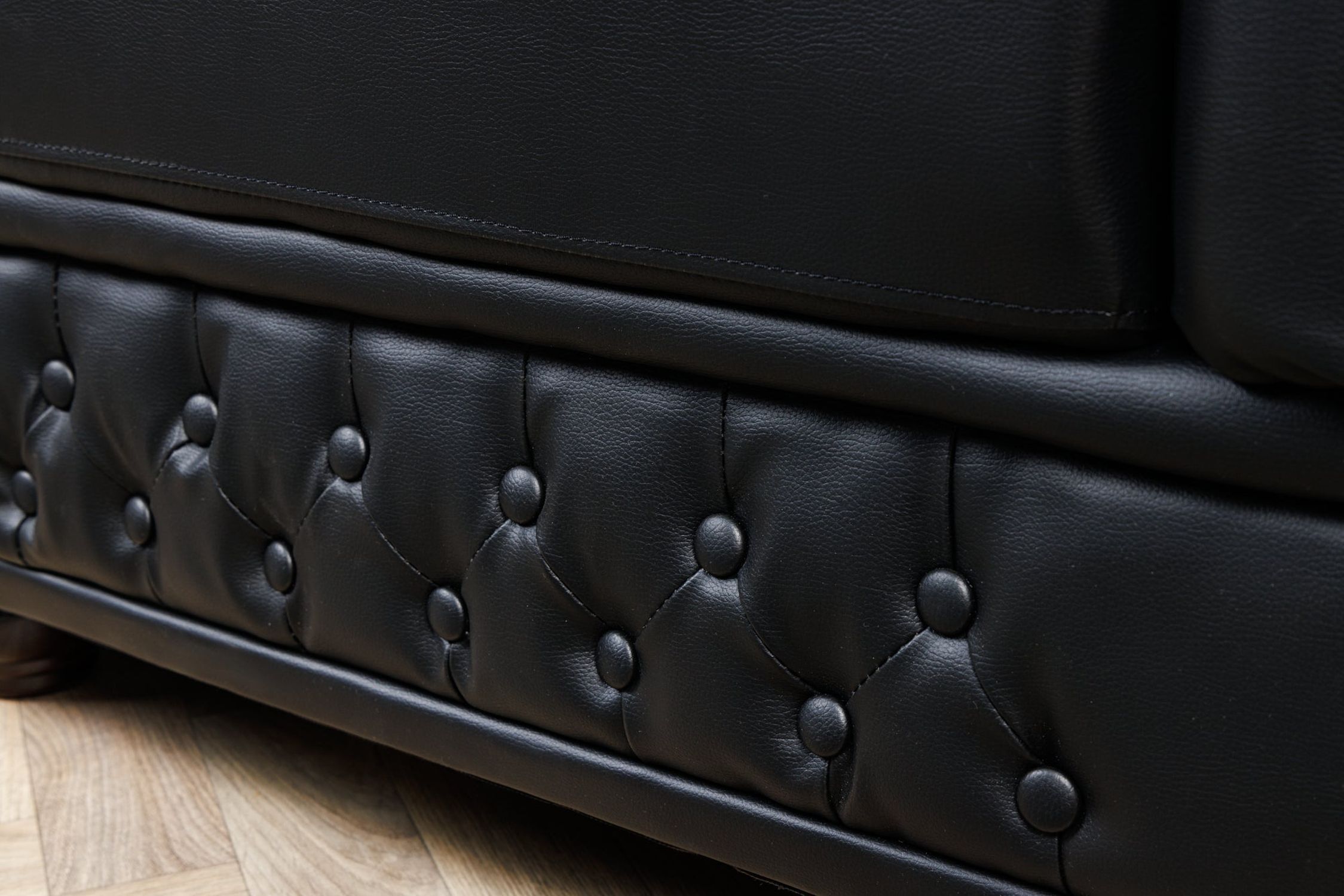 Sessel Kunstleder Schwarz Braun B: 110 cm Chesterfield Couch, Mobiliar, Drinnen, Innenarchitektur
