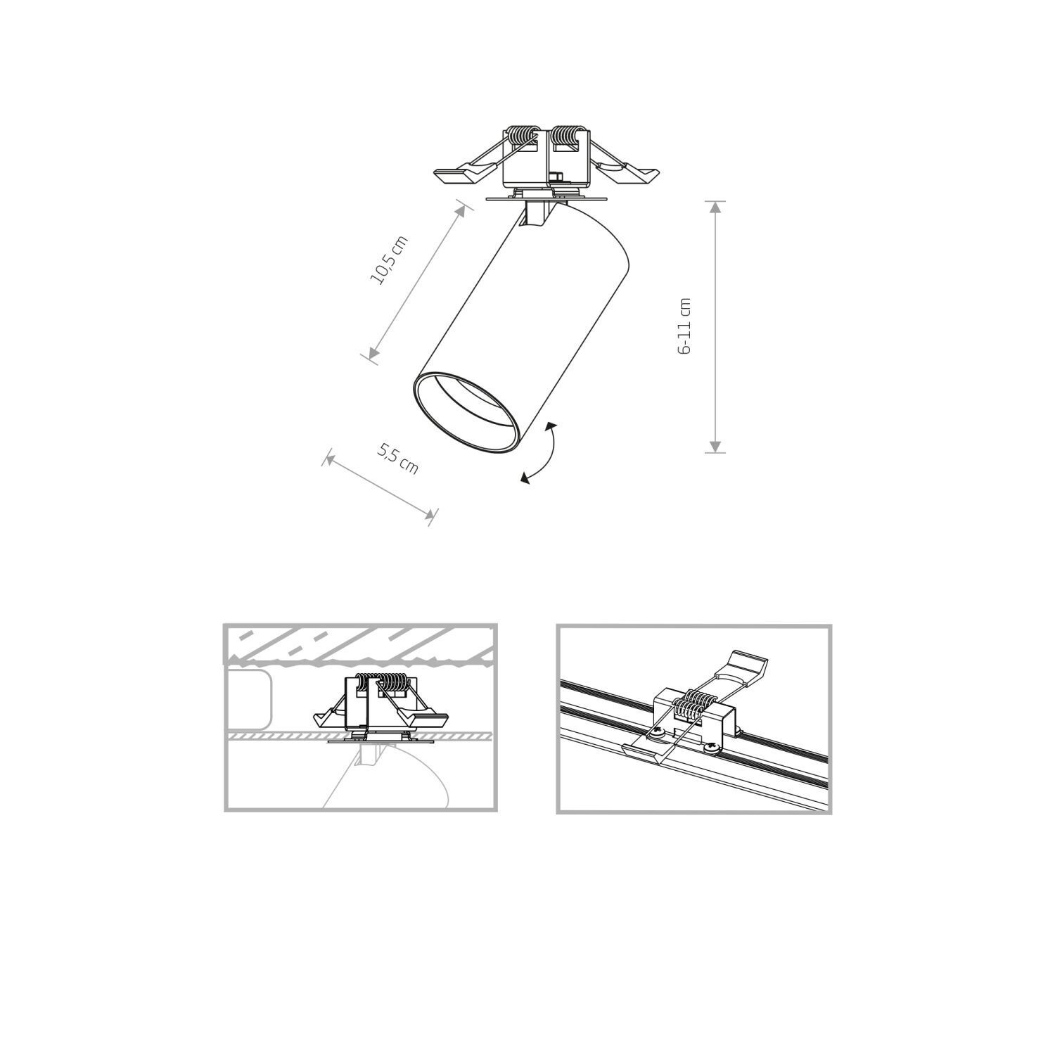 Unterputz Strahler Decke Weiß GU10 verstellbar Ø 5,5 cm