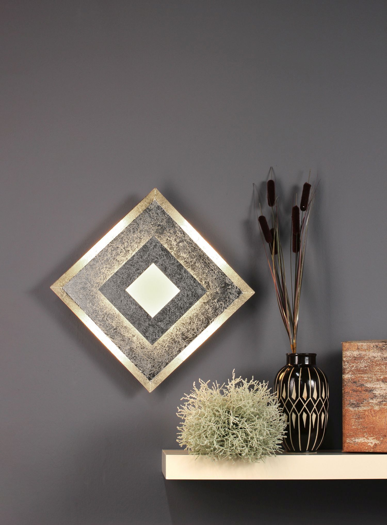 LED Wandlampe Metall Silber B:32 cm Wand Decke dimmbar