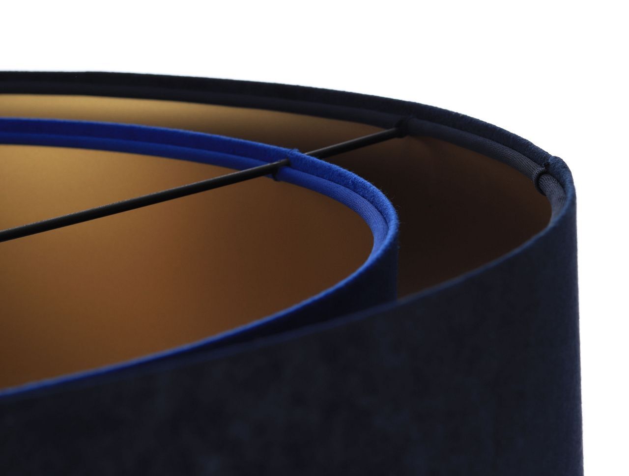 Hängelampe Blau Gold E27 Ø 50 cm Stoff Schirm Veloursoptik