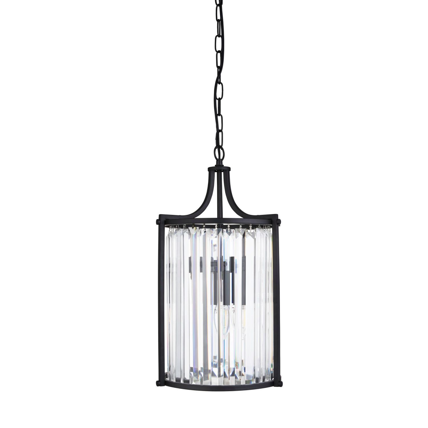 Art Déco Pendelleuchte Schwarz Ø 26 cm Kristall 2x E14