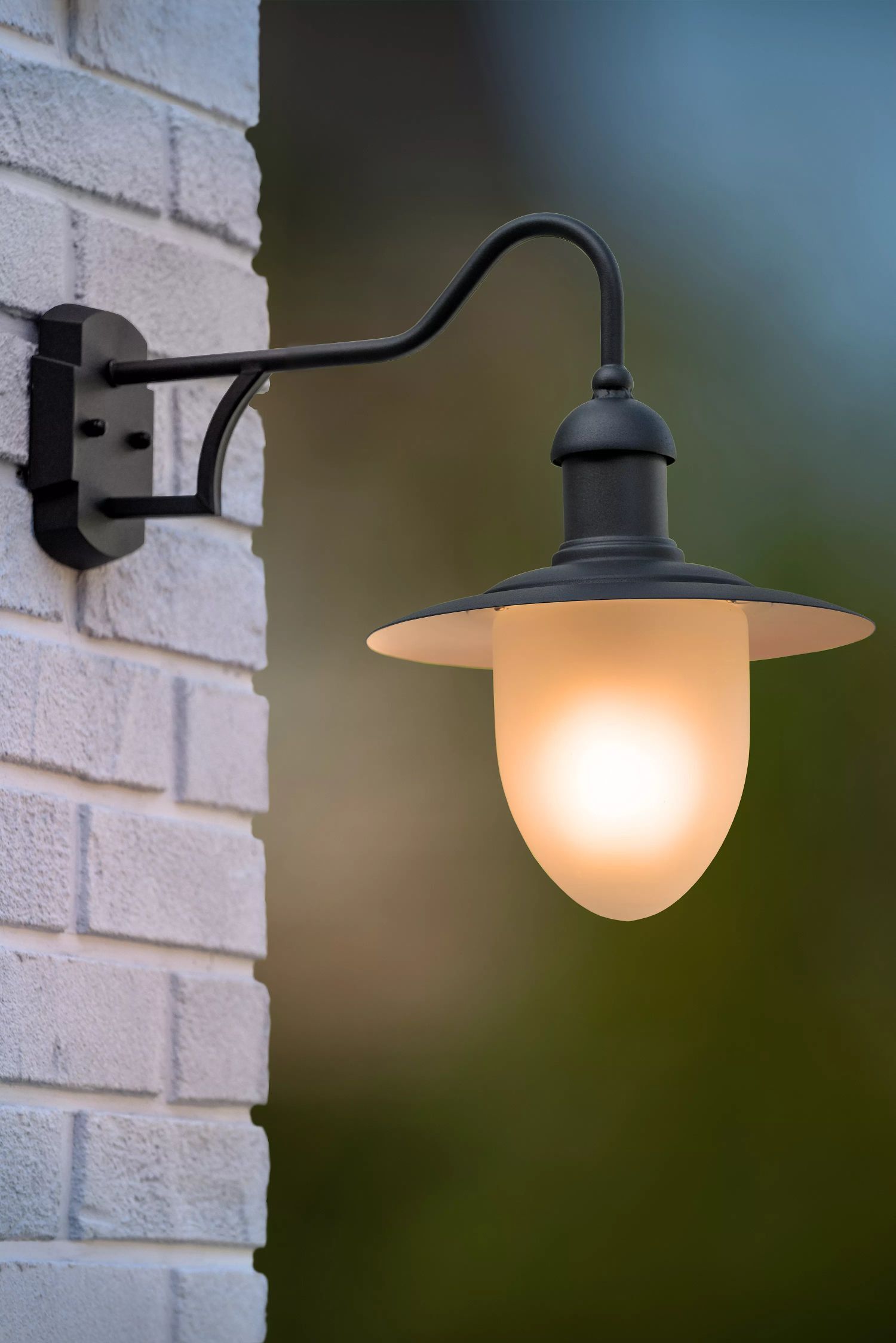 Wandlampe Metall Glas Schwarz T:44 cm IP44 Garten Hof