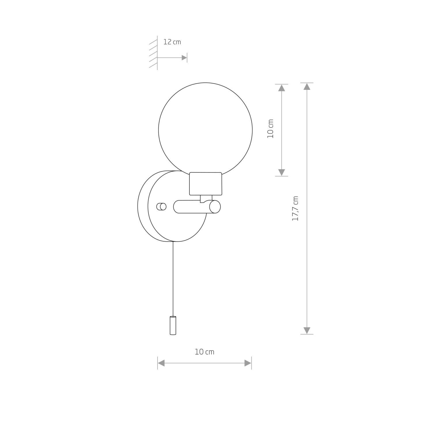 Badlampe Wand IP44 Schwarz Weiß G9 Zugschalter Kugelschirm