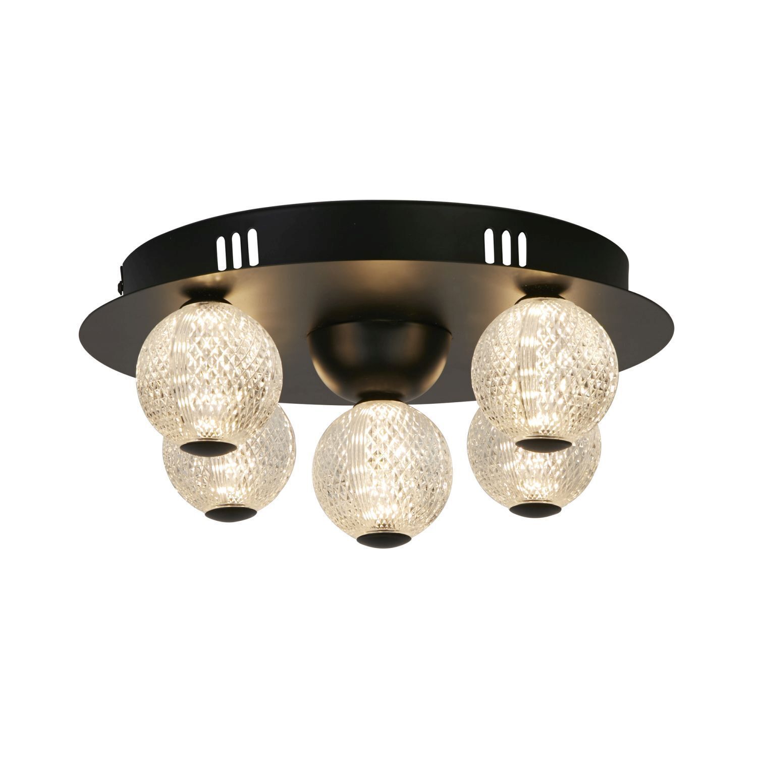 Runde LED Deckenlampe Schwarz Metall Ø33 cm 21 W Kugeln