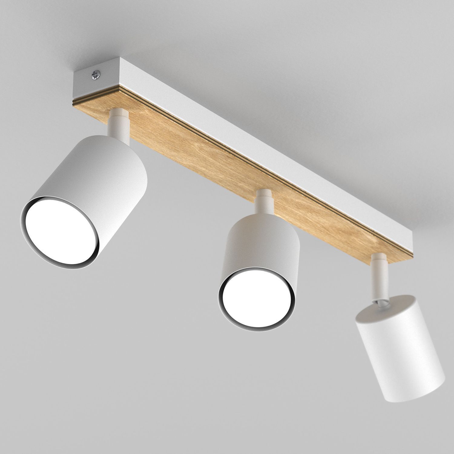 Deckenspot flexibel Holz Metall Weiß Natur 3-flmg GU10