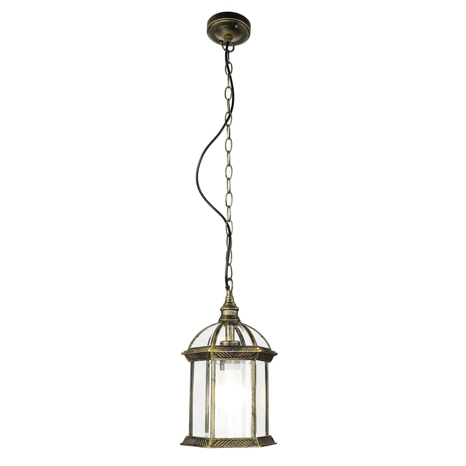 Rustikale Pendelleuchte Gold Antik für Außen WIEN Lampe, Kronleuchter