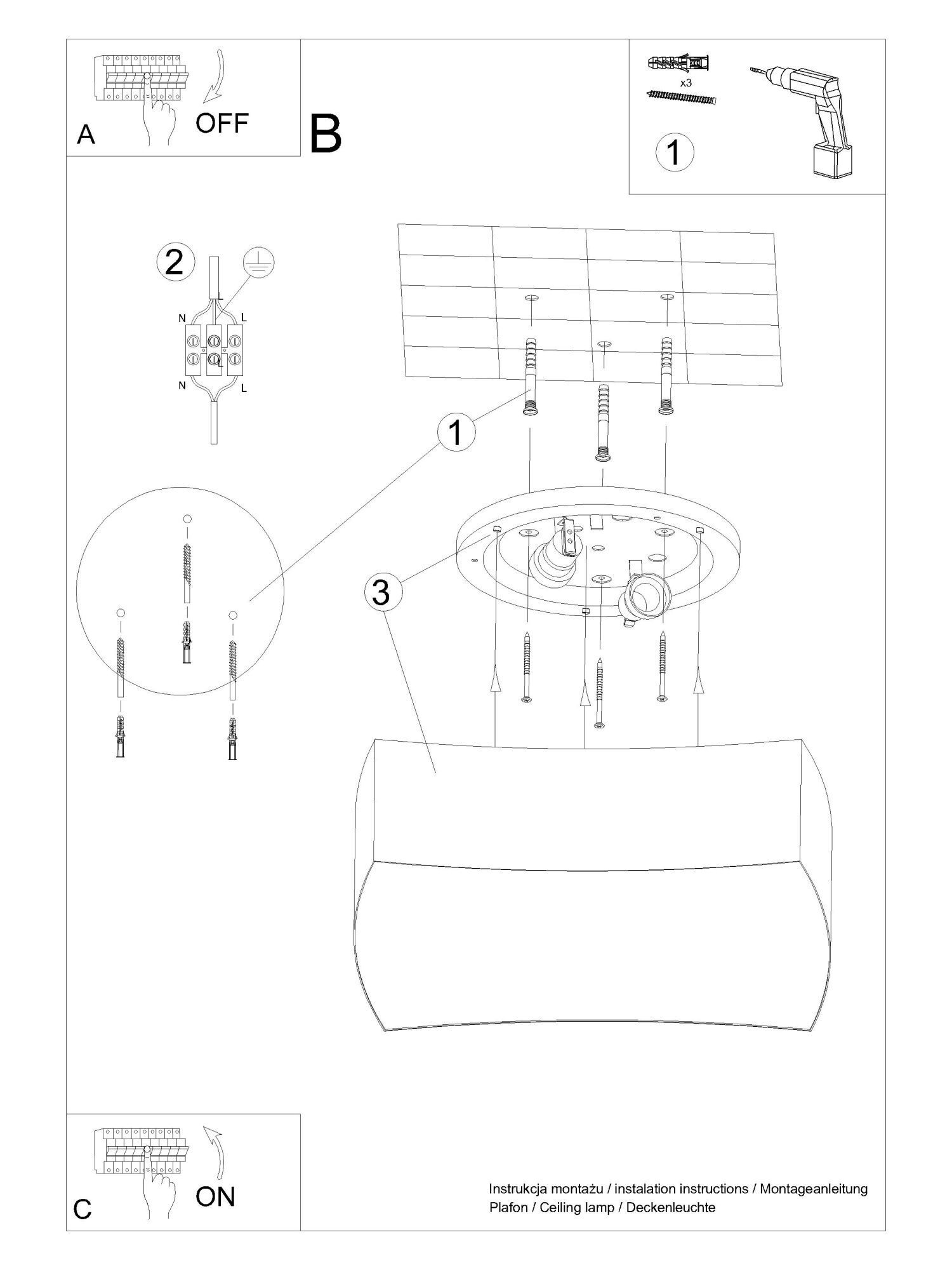 Deckenleuchte Weiß 39 cm lang blendarm 2x E27 BREEL