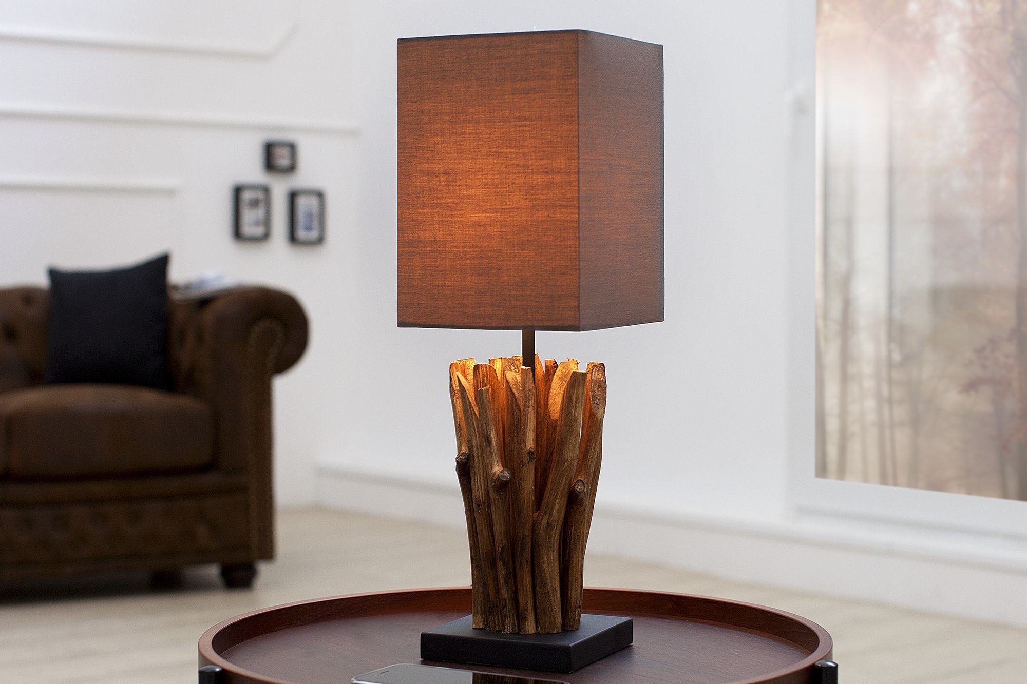 Lampe Modern Tisch Designerleuchte aus echtem Holz