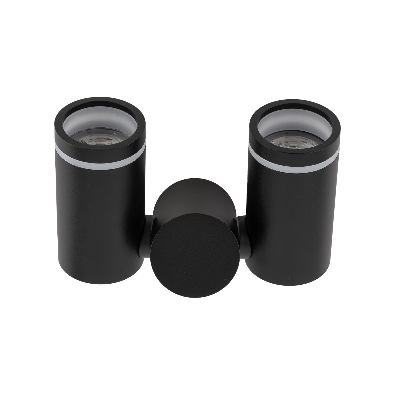 Deckenstrahler Metall klein L: 17 cm Schwarz 2x GU10 Elektronik, Rauchrohr, Kamera-Linse