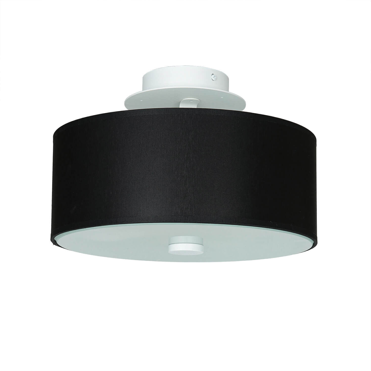 Runde Deckenlampe Schwarz Ø 30 cm blendarm Stoff Glas