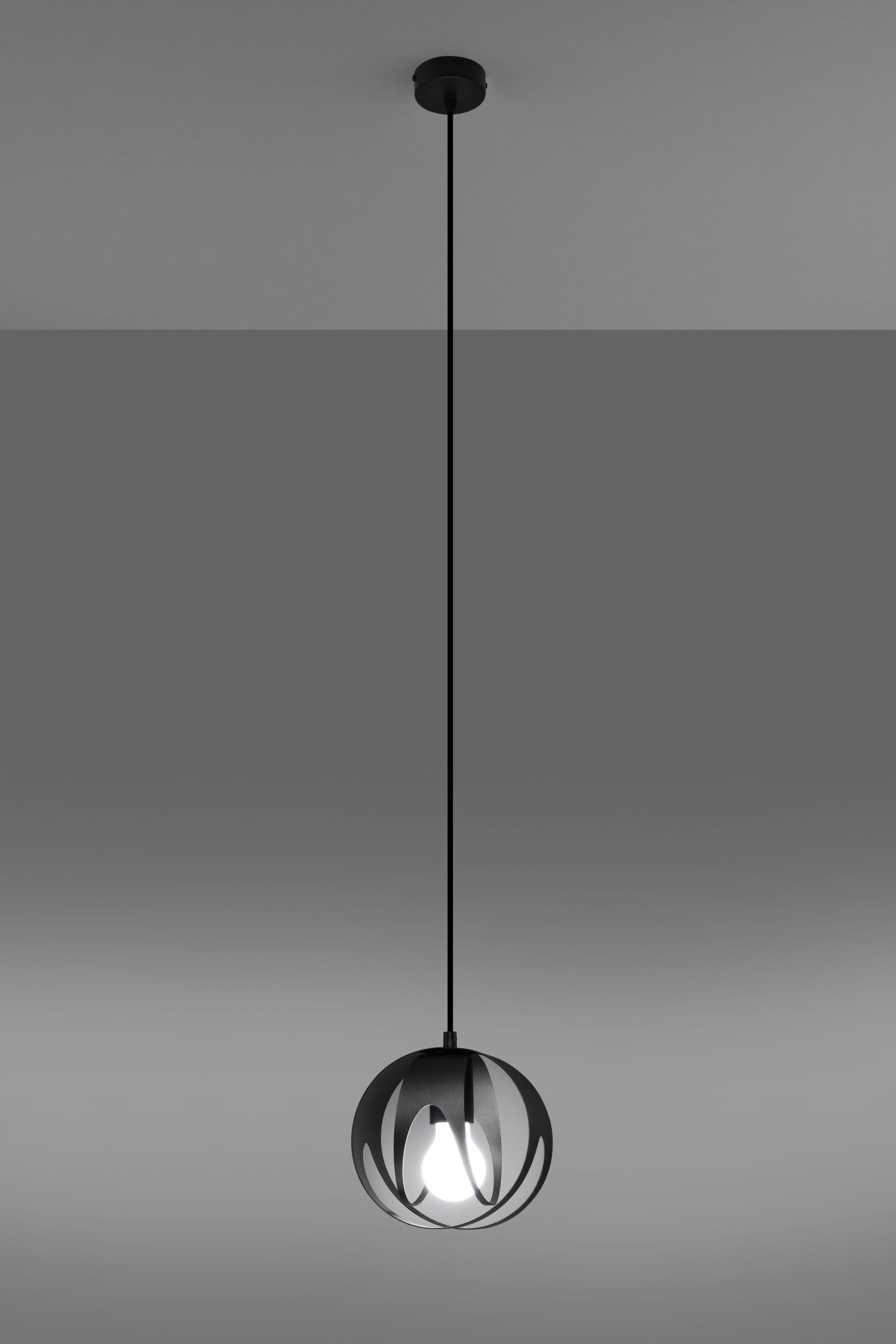 Hängelampe Schwarz Ø 16 cm rund Metall Kugel E27