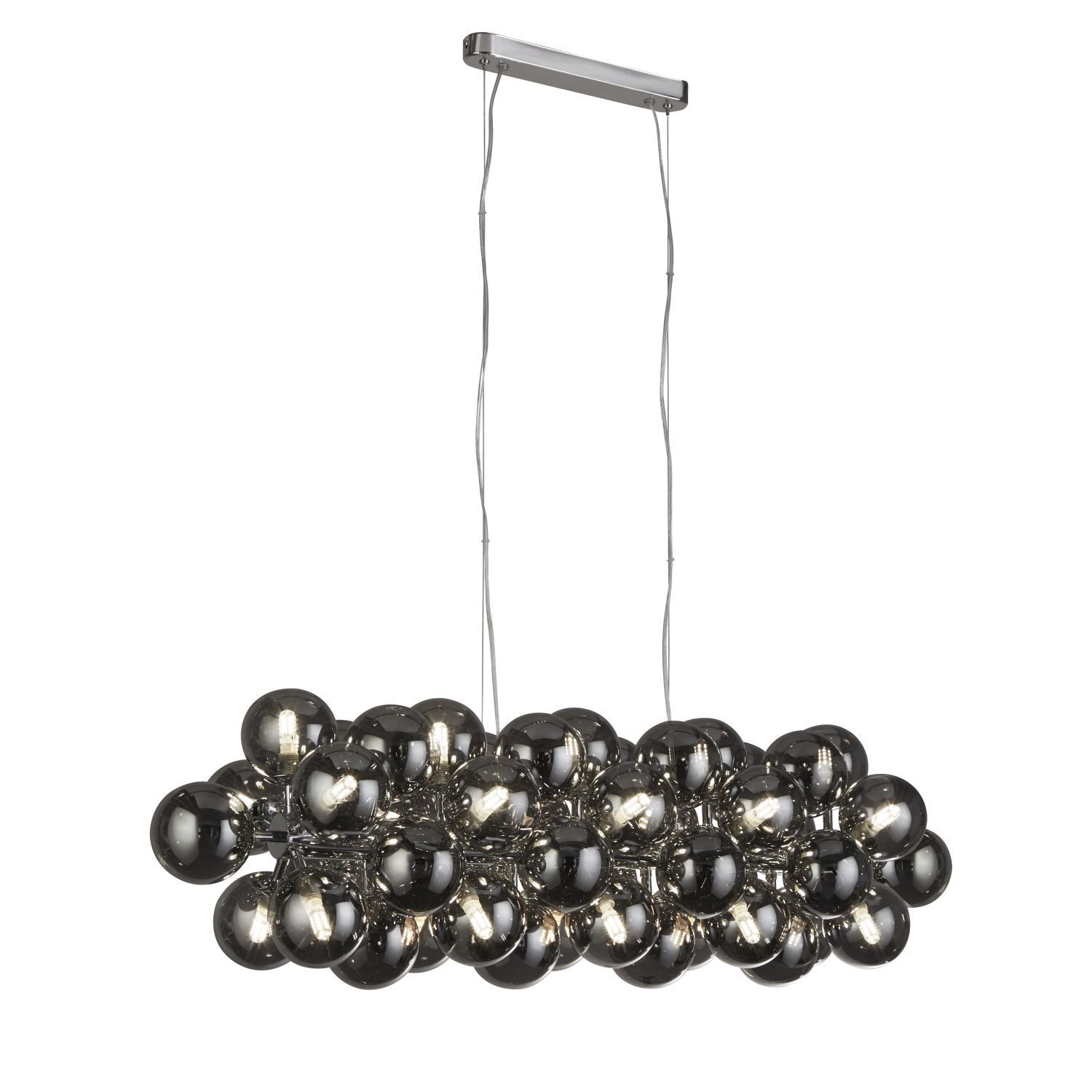 Pendelleuchte groß B: 100 cm 25x G9 Rauchglas Kugelschirme