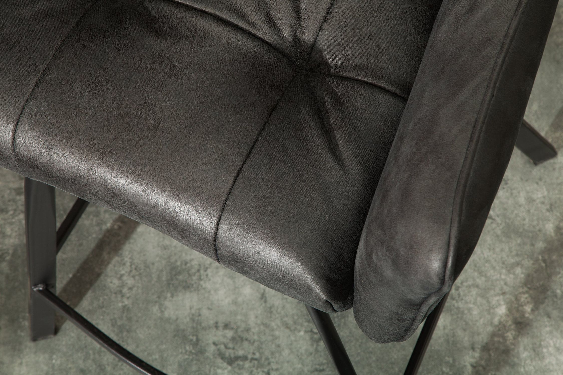 Tresenstuhl Samt Metall in Grau Schwarz mit Lehne Moebel, Stuhl