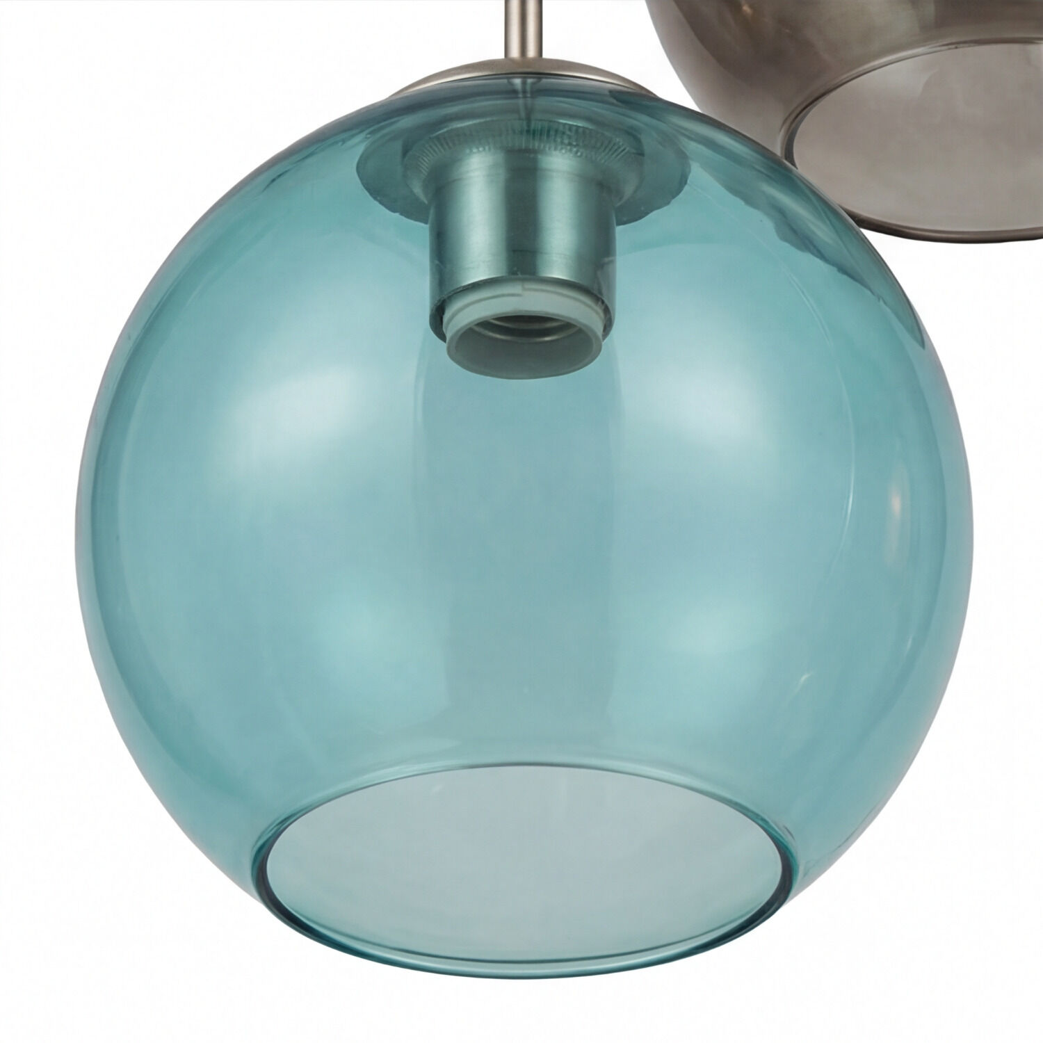 Deckenleuchte, Glaskugel, Türkis, Hängelampe, Metall