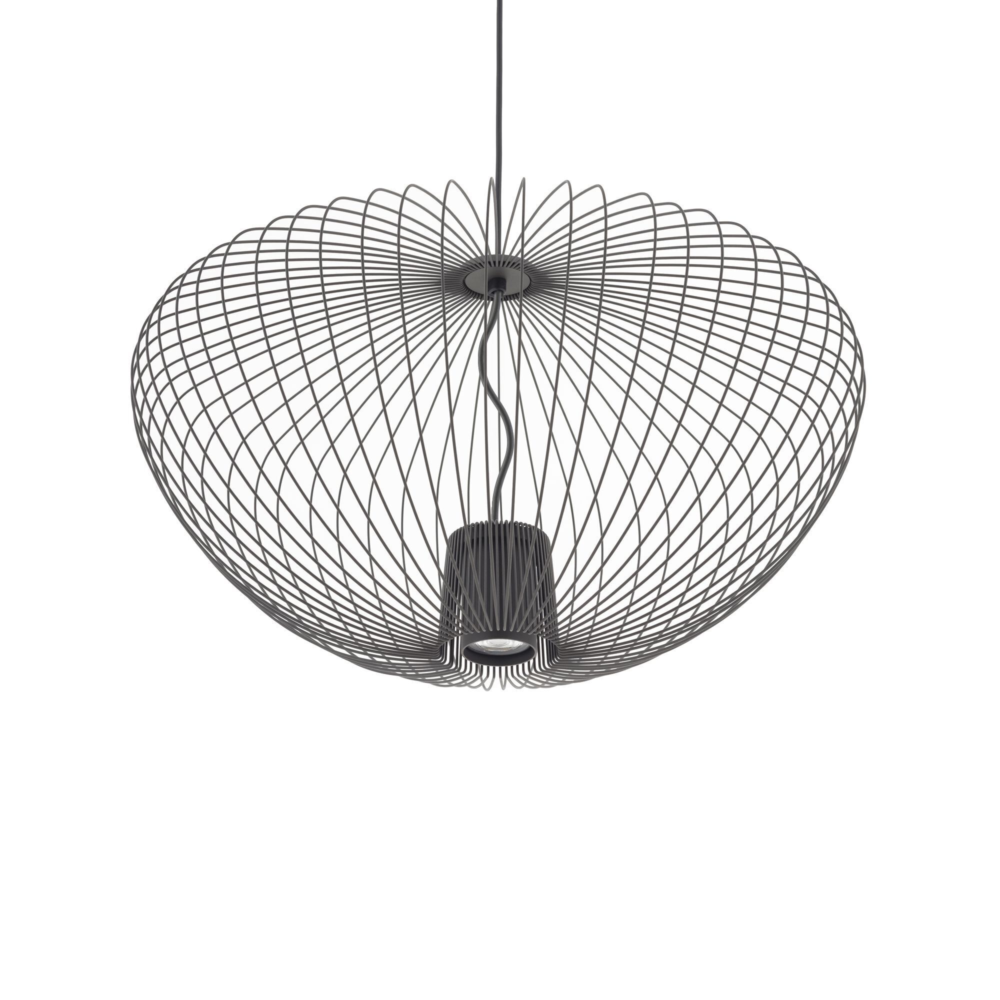 Dekorative Hängelampe Metall B:54,5 cm GU10 Umbra Grau pendant lamp, drahtgestell, globusform, schwarz, hängelampe