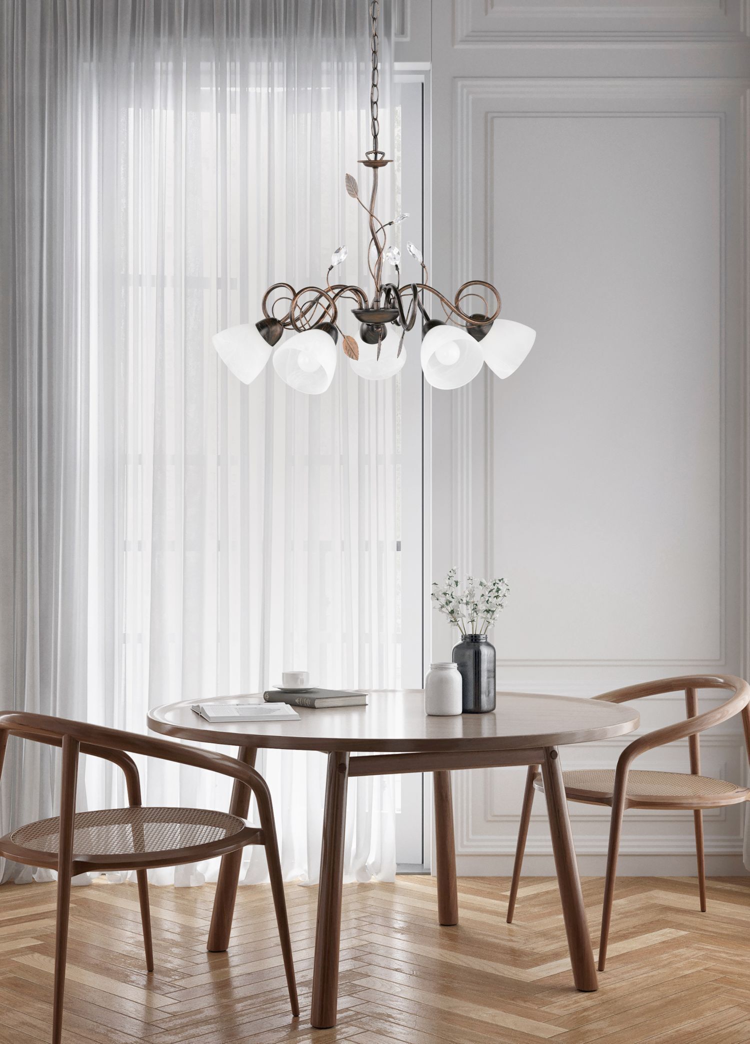 Speisesaal, Esstisch, Tisch, Kronleuchter, Innenarchitektur