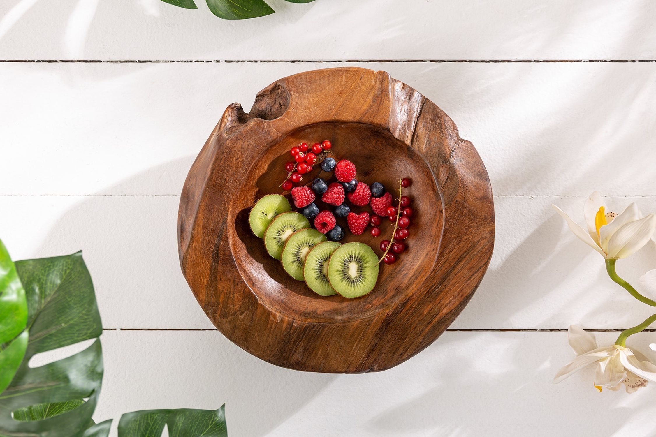 Dekoschale Teak Holz Unikat Handarbeit B: 30 cm Essen, Präsentation des Essens, Teller