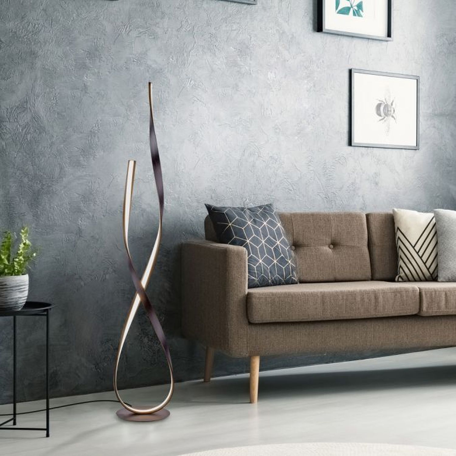 Dimmbare LED Stehlampe in Rostbraun 140 cm 3000 K 26 W Lampe, Couch, Mobiliar, Stehlampe