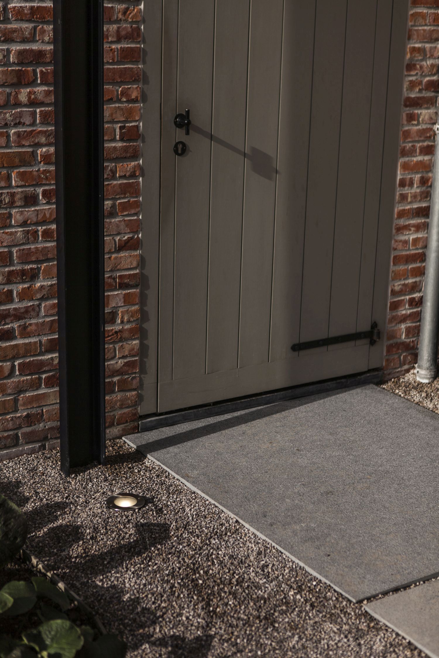 LED Einbaustrahler Aluminium IP67 rund Ø12 cm Nickel Tür, Garagentür, Holz-Tür, Außen Tür, Backsteinwand