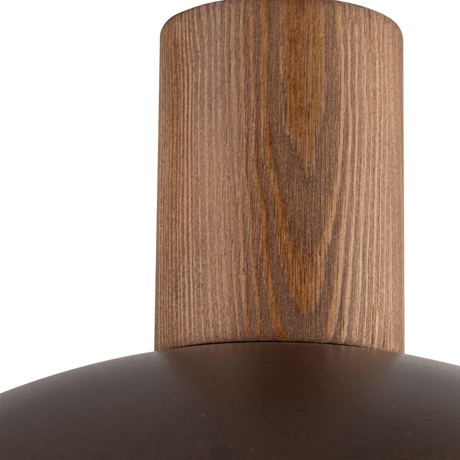 Hängeleuchte Metall Holz Braun rund Ø 33,5 cm H: max. 1,7 m Lampe, Drinnen, Innenarchitektur, Holz, Lampenschirm