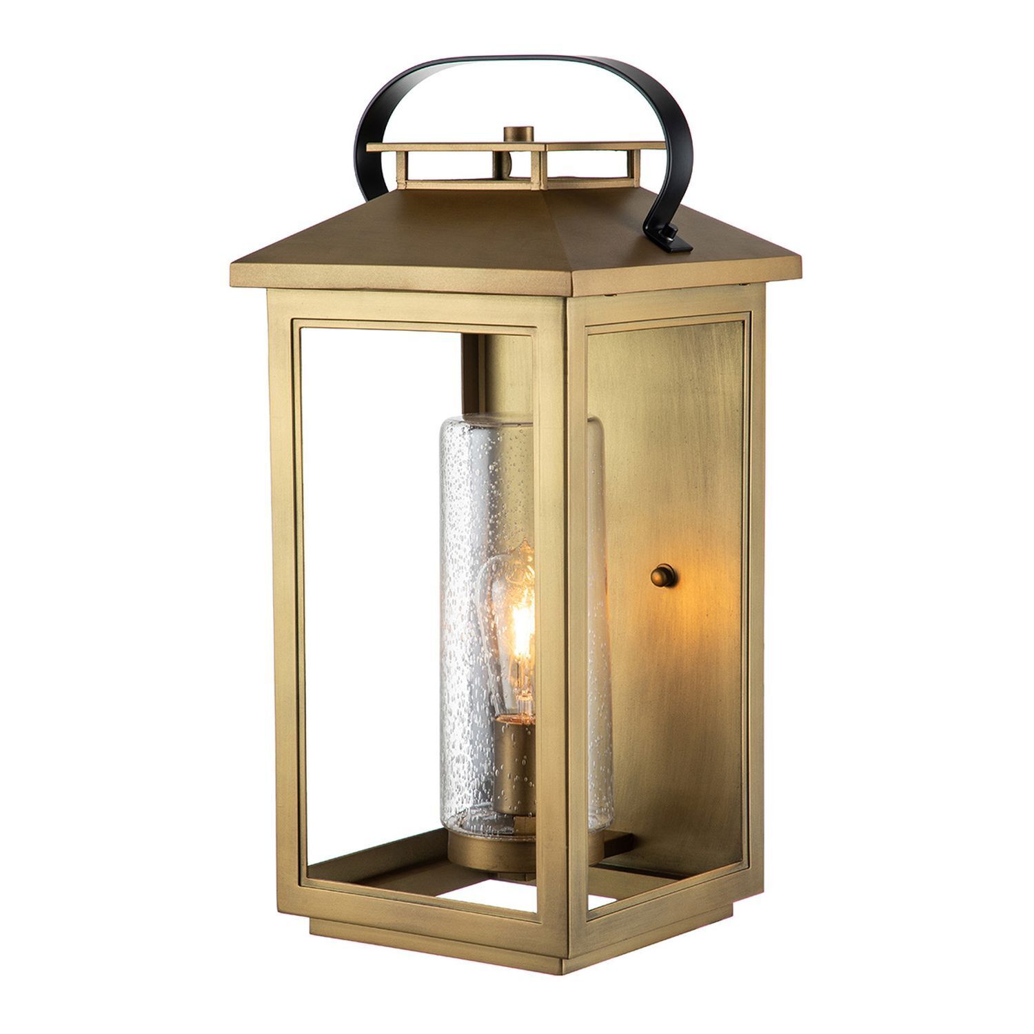 Außenwandlampe E27 IP44 51,8 cm hoch in Messing antik