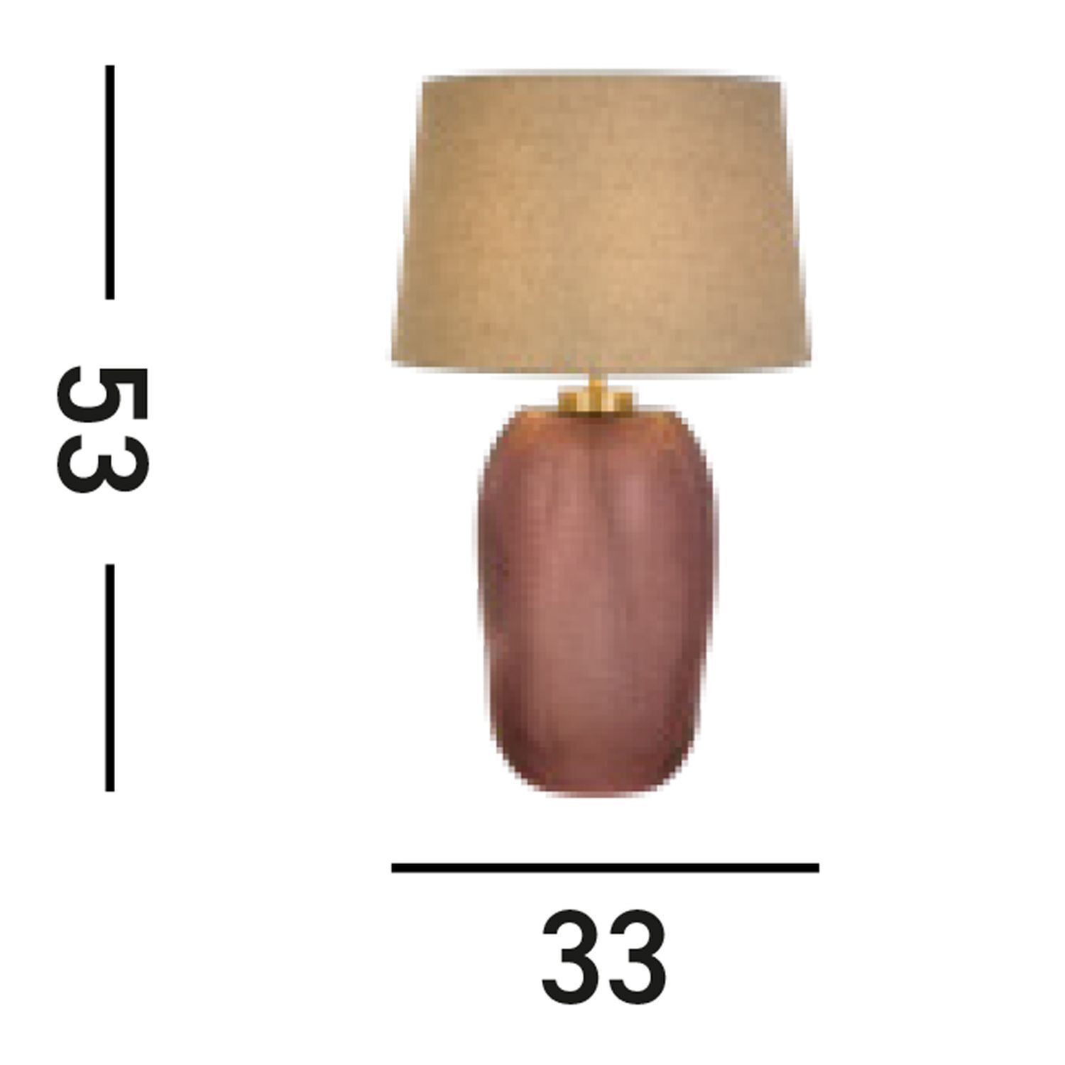 Tischlampe, Lampenkörper, Beige Schirm, Brauner Sockel, Durchmesser33cm