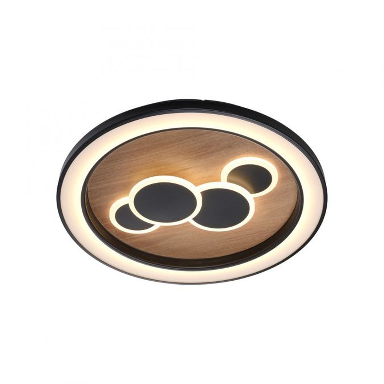 LED Deckenlampe rund Holz Schwarz Serienschalter 3000 K Deckenleuchte, Maschine, Rad